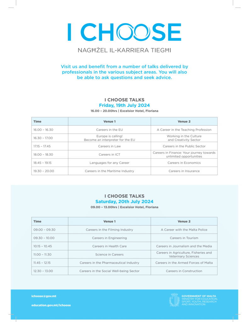 I Choose Talks Schedule